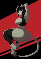 big_ass big_breasts big_butt big_thighs big_titties black_hair cat_ears cat_tail catgirl clothing curvaceous curvaceous_female curvaceous_figure curvy curvy_figure curvy_hips female female_focus female_only furry furry_female furry_only looking_at_viewer orca_limon short_hair