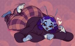 1girls 2025 2d 2d_(artwork) 4_arms alien alien_girl animation_sensation ass ass_focus barefoot bent_over big_breasts big_thighs blue_body blue_skin breasts chubby chubby_female cleavage colored_background curvy curvy_ass curvy_body curvy_female curvy_figure curvy_thighs feet female female_only forbidden_pants glasses heart heart-shaped_pupils huge_boobs huge_breasts huge_thighs janet_tangeen large_boobs large_breasts large_thighs laying_down multi_arm multi_limb multiple_views obese obese_female obese_humanoid oc original original_character pose posing round_glasses short_hair smiling_at_viewer solo sweater thick_thighs thigh_highs thighhighs thighs