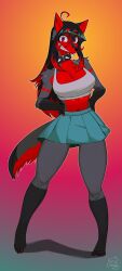 animal_ears animal_tail big_ass big_breasts big_butt big_thighs big_titties black_hair clothing curvaceous curvaceous_female curvaceous_figure curvy curvy_figure curvy_hips female female_focus female_only furry furry_female furry_only long_hair orca_limon original original_character red_fur wolf_ears wolf_girl wolf_tail