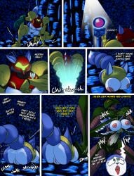 absurd_res alien anthro canid canine english_text female fox hi_res krystal_(star_fox) mammal metroid morph_ball nintendo samus_aran star_fox text thebigbadwolf01