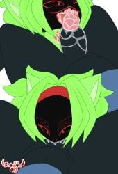 anthro bodily_fluids duo erection fellatio food fruit fur genitals green_body green_fur hi_res humanoid_genitalia licking machine male male/male male_penetrating melon nude open_mouth oral oral_penetration penetration penile penis penis_lick plant protogen protogen_visor saliva sex sokoyo_owo tongue tongue_out watermelon