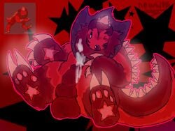 1boy anthro artist_signature cum dinosaur drakobloxxer drakobloxxer_(forsaken) feral forsaken_(roblox) knot knotted_penis naked newb reference_image roblox roblox_game self_upload tagme