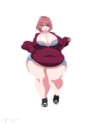 animated ass_expansion belly_expansion breast_expansion hazel_(indulgences) indulgences pixel_art tight_clothing