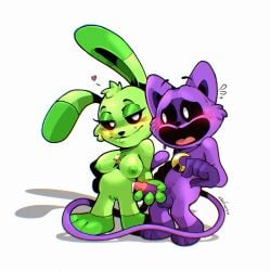 catnap_(poppy_playtime) cum danigrex2n grabbing_penis handjob hoppy_hopscotch mob_entertainment penis poppy_playtime pussy smiling_critters stroking_penis tits