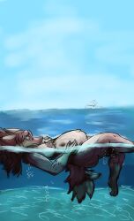 1girls anthro belly belly_nipples big_belly canid canine canis darkened_nipples female furry hi_res mammal multi_nipple naked naked_female navel nipples nude nude_female outie_navel pregnant pregnant_female sea solo swimming swordsfurry water wet wolf wolf_girl