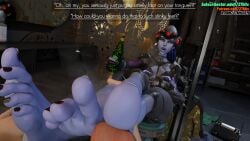 27bits boots boots_removed dialogue feet foot_fetish foot_focus foot_play massage overwatch purple_body purple_hair purple_skin soles stinky stinky_feet sweat sweaty sweaty_feet toes widowmaker yellow_eyes