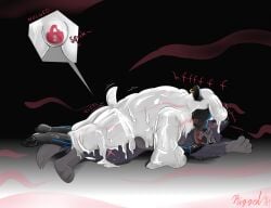 2024 bound bovid canid canine canis caprine drone encasement fur gas_mask goo_transformation hi_res latex male mammal mask null_bulge riggedreded sheep smothering spreading transformation white_body white_fur white_wool wolf wool_(fur)