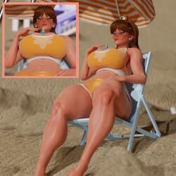 3d 3d_(artwork) beach blender blender_(software) blonde_hair blue_eyes breasts breath_of_the_wild evil_grin giant_breasts giantess huge_breast huge_breasts legend_of_zelda mario_(series) muscular nintendo princess_daisy princess_zelda red_hair shrink shrinking smile tan_body the_legend_of_zelda thick_thighs thighs zelda_(breath_of_the_wild)