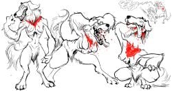 anthro asian_mythology blood bodily_fluids decapitation detachable detachable_head digitigrade east_asian_mythology female gore headless holding_own_head inugami japanese_mythology mythology smile solo sprech4 yokai