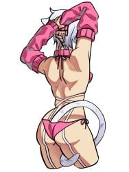 alternate_costume arm_warmers arms_up ass big_ass booozu_0 cat_ears cat_tail catgirl female female_only garter_straps genderswap_(mtf) ginko_sakata gintama gintoki_sakata kemonomimi panties pink_panties rear_view rule_63 short_hair side-tie_panties solo very_short_hair white_hair wide_hips