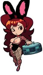 auburn_hair fishnets friday_night_funkin funkadelix funkadelix_girlfriend_(friday_night_funkin) girlfriend_(friday_night_funkin) poorly_edited rabbit_girl tagme