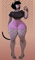 big_ass big_breasts big_butt big_thighs big_titties black_hair cat_ears cat_tail catgirl clothing curvaceous curvaceous_female curvaceous_figure curvy curvy_figure curvy_hips female female_focus female_only furry furry_female furry_only looking_at_viewer orca_limon original original_character short_hair