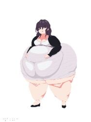 animated ass_expansion belly_expansion breast_expansion indulgences pixel_art sophia_(indulgences) tight_clothing