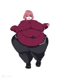animated ass_expansion belly_expansion breast_expansion hazel_(indulgences) indulgences pixel_art tight_clothing