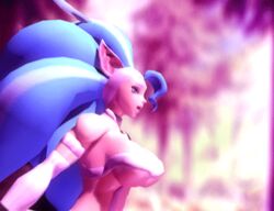 3d animated blue_hair darkstalkers felicia_(darkstalkers) medium_breasts monster source_filmmaker unicornd