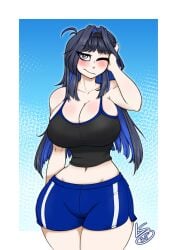 big_breasts breasts cleavage female huge_breasts lunarspy tagme thick_thighs wide_hips