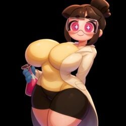 1girls big_breasts breasts brown_hair brunette child_bearing_hips pochi_science pochi_science_(character) rodriart tagme thick_thighs thighs