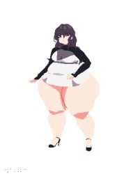 animated ass_expansion belly_expansion breast_expansion indulgences pixel_art sophia_(indulgences) tight_clothing