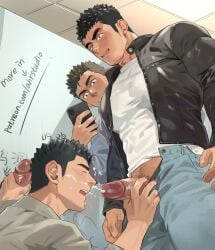 4boys advertisement big_penis black_eyes black_hair blush both_hands_on_cock brown_hair bukkake ceiling ceiling_light cellphone chinese_text closed_eyes cum cum_drip cum_explosion cum_on_face cum_on_nose cum_on_penis cum_splatter cum_string cum_trail dripping dripping_cum dutch_angle ejaculation erection foreskin foreskin_folds frenulum gay glory_hole grabbing group handjob happy hi_res holding_object holding_penis holding_phone hole_in_wall huge_cock indoors jacket kneeling kneeling_oral_position looking_at_another looking_down looking_pleasured low-angle_view male male/male male_only mature_male open_clothes orgasm original original_character pants_down pecs penis pubic_hair recording red_glans retracted_foreskin semen short_hair smartphone spiky_hair standing text thick_eyebrows thick_penis threesome toilet uncensored uncircumcised uncut underwear_down vandalism wide_eyed yaoi youchi123 zheng_yu