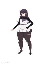 animated ass_expansion belly_expansion breast_expansion indulgences pixel_art sophia_(indulgences) tight_clothing