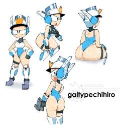 1girls ass female galtypechihiro leotard looking_back mighty_switch_force patricia_wagon solo sweat sweaty sweaty_butt thick_thighs