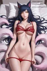 ahri ai ai_assisted ai_generated female league_of_legends nude panties_down red_bra red_panties