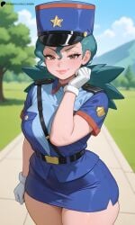 ai_assisted ai_generated ass big_ass big_breasts blush blushing_female breasts breasts charming cop female green_hair green_hair_female huge_ass huge_breasts lay-oreo lips mature mature_female officer officer_jenny_(pokemon) pokemon police_uniform seducing seductive seductive_look seductive_smile smile smug smug_face tagme thick_thighs thighs uniform