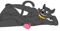 2014 4_fingers anthro anthrofied archie_comics balls bedroom_eyes big_penis biped black_balls black_body black_fur black_nose black_penis cheek_tuft clenched_teeth collar collar_only colored curling_tail dic_entertainment digital_drawing_(artwork) digital_media_(artwork) domestic_cat ear_tuft facial_tuft fangs felid feline felis fingers flat_colors foreskin fur gem genitals glance half-closed_eyes hand_on_knee hand_on_leg hand_on_own_knee hand_on_own_leg head_on_hand heavymetalrules huge_cock humanoid_genitalia humanoid_penis knee_up looking_at_viewer lying male mammal narrowed_eyes nude on_side open_mouth open_smile pecs penis pink_foreskin pinup pose raised_tail ribs sabrina:_the_animated_series sabrina_the_teenage_witch salem_saberhagen seductive simple_background smile smiling_at_viewer solo tail teeth tuft white_background white_sclera