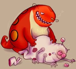 2_toes 3_arms 4_eyes 4_fingers ambiguous_fluids anal anal_sex aroused aroused_face aroused_male aroused_smile ass bent_over black_eyes blush blush_lines bodily_fluids bombo bombo_(species) butt_grab clenched_teeth cream_belly detachable detachable_limbs detached_foot disney doggy_style drooling duo eyestalks faggotrat feet fingers from_behind_position half-closed_eyes hand_on_butt heart_symbol heterochromia looking_at_another looking_at_partner looking_down_at_partner looking_pleasured male male/male markings monster monster_allergy motion_lines multi_arm multi_eye multi_limb narrowed_eyes open_mouth orange_body overweight overweight_male penetration pink_sclera pleasured_male pounding_ass rainbow_spa saliva saliva_string sex shaking sharp_teeth short_tail signature simple_background size_difference slightly_chubby slightly_chubby_male snyakutz snyakutz_bu spots spotted_body sweat sweatdrop tail teeth thrusting toes tremble_lines trembling trembling_for_pleasure wet whiskers white_body white_sclera yellow_sclera yellow_spots
