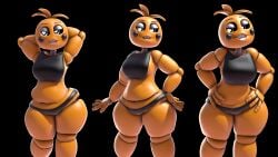 3d_(artwork) animatronic anthro avian beakless bib bird bite biting_lip black_background black_clothing black_panties black_underwear breasts chicken clothing digital_media_(artwork) female five_nights_at_freddy's five_nights_at_freddy's_2 galliform gallus_(genus) glowing glowing_eyes half-closed_eyes hand_on_hip hand_on_own_hip hands_behind_head hands_on_hips hands_on_own_hips heart_pupils hi_res looking_at_viewer lovetaste_chica machine multiple_poses narrowed_eyes non-mammal_breasts nugter panties phasianid pose robot robot_anthro scottgames self_bite sharp_teeth side_boob simple_background smile smiling_at_viewer solo teeth thick_thighs toy_chica_(fnaf) underwear wide_hips