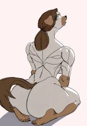 animal_ears animal_tail back_view big_ass big_breasts big_butt big_thighs brown_hair canine canis commission curvaceous curvaceous_female curvaceous_figure curvy curvy_figure curvy_hips female female_focus female_only furry furry_female furry_only looking_at_viewer multicolored_fur nude orca_limon short_hair