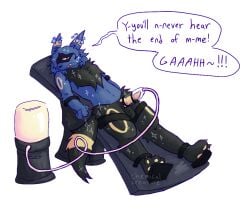 1boy 2025 alpha_channel anthro anthro_only balls black_body black_fur blue_body blue_fur bodily_fluids breast_milking chemicalcreature claws crystal cum cum_collecting digital_drawing_(artwork) digital_media_(artwork) eeveelution ejaculation english_text erection floating_crystals forced fur furniture game_freak generation_2_pokemon genital_fluids genitals hair lactating lying machine male male_only male_umbreon markings mask milking_machine nintendo on_back open_mouth pawpads penile penis penis_milking pokemon pokemon_(species) signature solo solo_anthro solo_male sparkles speech_bubble strapped_down stuttering table tail text umbreon vat watermark wearing_mask yellow_markings yellow_pawpads