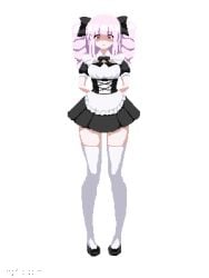 animated belly_expansion breast_expansion indulgences lucy_(indulgences) maid_uniform pixel_art tight_clothing
