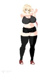 animated ass_expansion belly_expansion breast_expansion indulgences pixel_art rebecca_(indulgences) tight_clothing