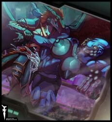alien armor big_breasts bodily_fluids breasts cum cum_inside dnp101 dragon duo excessive_cum excessive_genital_fluids female genital_fluids halo_(series) hi_res male microsoft mythological_creature mythological_scalie mythology sangheili scalie sex vaginal_penetration wings xbox_game_studios