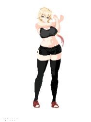 animated ass_expansion belly_expansion breast_expansion indulgences pixel_art rebecca_(indulgences) tight_clothing