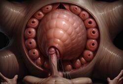 1boy abs ai_generated ambiguous_gender circumcised creature darkeffect erection human human_on_feral imminent_oral interspecies light-skinned_male male monster nightmare_fuel nude nude_male onahole_parasite parasite penis pov starfish unknown_species