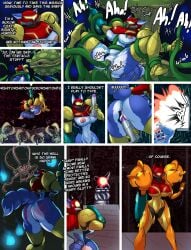 absurd_res alien anthro canid canine carnivorous_plant english_text female fox hi_res krystal_(star_fox) mammal metroid nintendo plant samus_aran star_fox text thebigbadwolf01