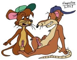 2021 anthro arm_support backward_arm_support backwards_baseball_cap backwards_hat balls baseball_cap bedroom_eyes belly black_nose blue_baseball_cap brown_body brown_fur brown_tail buckteeth butt_tuft capitol_critters cheek_tuft chest_tuft chin_tuft clenched_teeth clothing colored curled_tail dated digital_drawing_(artwork) digital_media_(artwork) duo ear_piercing ear_ring erection facial_tuft flat_colors fur genitals green_baseball_cap grin hairless_tail half-closed_eyes hand_on_belly hand_on_own_belly hanna-barbera hat hat_only head_tuft headgear headgear_only headwear headwear_only hip_tuft humanoid_genitalia humanoid_penis jammett knee_tuft knee_up kneeling leg_tuft male male/male mammal max_(capitol_critters) mostly_nude mouse multicolored_body multicolored_fur murid murine narrowed_eyes navel nude open_mouth open_smile overweight overweight_anthro overweight_male paws penis piercing pink_penis rat rave_roo ring_piercing rodent seductive signature simple_background sitting slim slim_anthro slim_male smile smiling_at_another smirking_at_another tail tan_balls tan_belly tan_body tan_fur tan_tail teeth tuft two_tone_body two_tone_fur whisker_spots whiskers white_background white_sclera