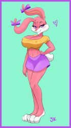 babs_bunny breasts clothing heart nipples_through_clothes purple_eyes sokerikaneli tiny_toon_adventures