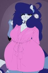 animal_ears animal_tail big_ass big_breasts big_butt big_thighs big_titties blue_fur blue_hair clothing commission curvaceous curvaceous_female curvaceous_figure curvy curvy_figure curvy_hips feline feline_ears feline_tail female female_focus female_only furry furry_female furry_only long_hair looking_at_viewer orca_limon