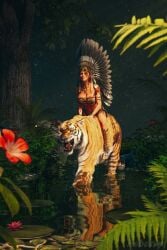 3d female female_focus hobossy lara_croft lara_croft_(survivor) skimpy skimpy_clothes tagme tiger tomb_raider tomb_raider_(survivor) tribal tribal_clothing tribal_markings