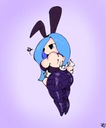 1girl angry angry_expression angry_face armless back back_view backboob blue_hair blue_hair_female bubble_ass bubble_butt bunny_ears bunny_girl bunnysuit female fishnets francisca_(kirby) hal_laboratory ice kirby_(series) kirby_star_allies komas97 make make_up makeup medium_ass medium_breasts medium_butt pantyhose thick thick_ass thick_legs thick_thighs