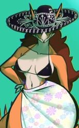big_ass big_breasts big_breasts big_butt big_thighs big_titties bikini brown_hair curvaceous curvaceous_female curvaceous_figure curvy curvy_figure curvy_hips female female_focus female_only long_hair orange_skin orcalimon reptile reptile_humanoid rosa_(gvh) snoot_game
