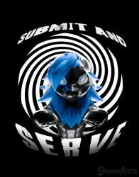 3d_(artwork) absurd_res ambiguous_gender anthro black_background black_latex blue_hair bodysuit clothing digital_media_(artwork) drone dronification fur glistening gloves hair handwear hi_res horn hypnosis latex latex_clothing latex_gloves latex_handwear latex_skinsuit looking_at_viewer mammal mask mind_control mittens rubber_clothing simple_background skinsuit snubby snubbyarts solo tight_clothing wickerbeast