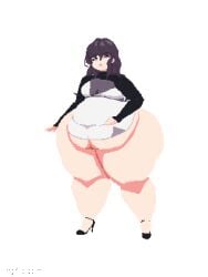 animated ass_expansion belly_expansion breast_expansion indulgences pixel_art sophia_(indulgences) tight_clothing