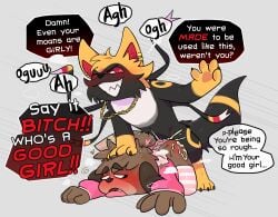 absurd_res anal anal_sex angry animal_crossing anthro arm_warmers armwear ass blush blush_lines bodily_fluids butt_slap canid canine clothing crushpepper cum cum_in_ass cum_inside cum_on_butt cum_on_clothing cum_on_head digby_(animal_crossing) dirty_talk duo eeveelution english_text femboy fucked_silly fur generation_2_pokemon generation_6_pokemon genital_fluids gold_(metal) gold_jewelry good_girl head_push heart_symbol hi_res jewelry legwear male male/male male_penetrated male_penetrating male_penetrating_male mammal multicolored_body multicolored_fur nintendo panties penetration penile penile_penetration penis_in_ass pokemon pokemon_(species) ribbons_(anatomy) rough_sex sex slap spanking stockings sylveon teeth_showing terry_(etanks3) text tongue tongue_out umbreon underwear