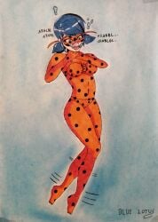 1girls bikini blue-lotus blue_eyes blue_hair breath_holding breathhold cartoon damsel_in_distress drowning female heroine ladybug_(character) marinette_dupain-cheng mask masked_girl miraculous_ladybug solo swimming swimsuit underwater young_girl