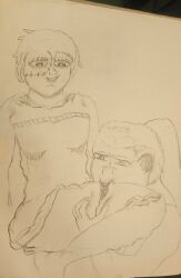 1boy blood blood_in_mouth cuts cuts_on_thighs female licking licking_thigh male original original_character prepare4surgery self_insert sketch tongue_out traditional_media_(artwork) zombie_girl