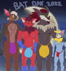 2022 5_fingers abs anthro arm_tuft athletic athletic_anthro bat batty_koda bedroom_eyes biped black_eyebrows black_eyes black_finger_claws black_nipples blonde_hair blue_body blue_clothing blue_fur blue_sclera blue_thong blue_underwear brown_body brown_eyebrows brown_facial_hair brown_fur brown_goatee brown_hair brown_nipples brown_nose bulge calf_tuft chest_tuft clenched_teeth clothed clothing colored crossover dark_clouds darkness detailed digital_drawing_(artwork) digital_media_(artwork) english_text eyebrows facial_hair fangs ferngully fingers flaccid flat_colors fluffy fluffy_chest front_view fur genitals glance gloves_(marking) goatee goth_(character) green_sclera grey_arms grey_body grey_ears grey_fur group hair half-closed_eyes hand_on_shoulder hi_res humanoid_hands inner_ear_fluff leg_tuft looking_at_viewer male mammal markings megabat moon multicolored_body multicolored_fur muscular muscular_anthro muscular_male narrowed_eyes neck_floof neck_tuft nervous night nipples notched_ear open_mouth open_smile outside pecs penetration penis pink_inner_ear_fluff pink_nipples pink_nose pinup pose purple_clothing purple_thong purple_underwear red_body red_clothing red_eyes red_fur red_sclera red_thong red_underwear ribs rouge_(rougetenjoname) rougetenjoname seductive shade_silverwing sharp_teeth short_tail shoulder_tuft silverwing_(series) size_difference smaller_penetrated smile smiling_at_viewer standing tail tan_body tan_fur teeth text thong thong_only topless topless_anthro topless_male tuft two_tone_body two_tone_fur underwear underwear_only wavy_mouth white_hair yellow_clothing yellow_eyes yellow_sclera yellow_thong yellow_underwear